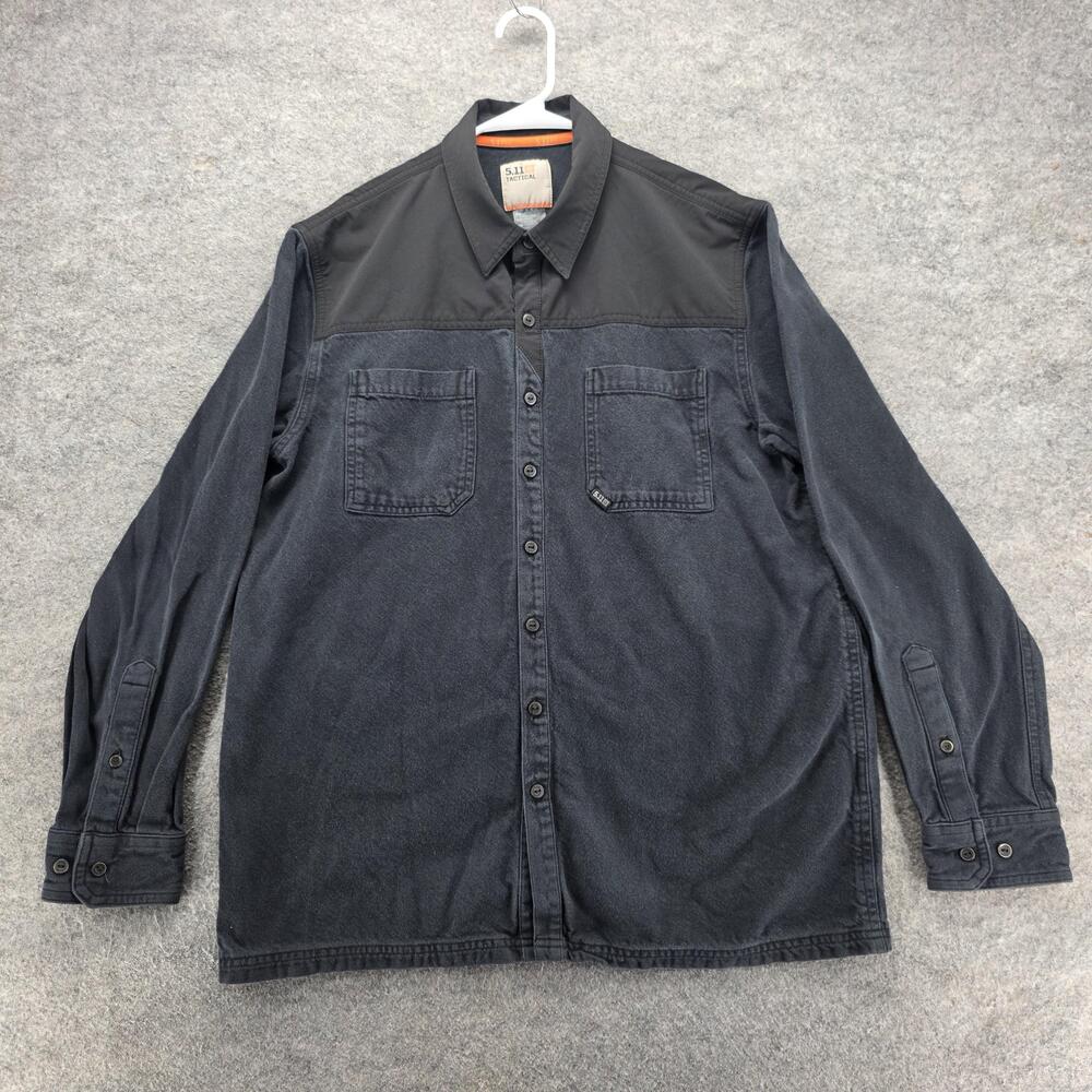 5.11 Tactical Shirt Jacket Mens Large Gray Snap Front Cotton Workwear Casual